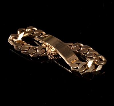 Lot 210 - A gentleman's 9ct gold bracelet of flattened...