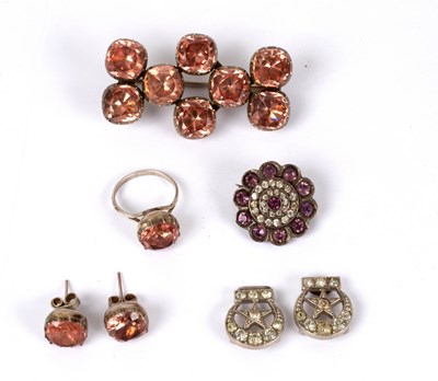 Lot 235 - A pink paste suite of jewellery comprising...