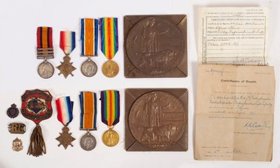 Lot 282 - Family Group:/A Boer War and WWI casualty...