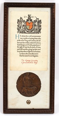 Lot 294 - WWI Memorial Plaque 'George Grimsby', good...