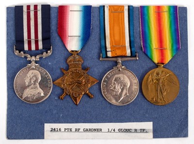 Lot 308 - A WWI M.M. group to Private R.F Gardner,...