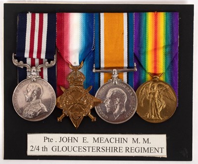 Lot 309 - A WWI M.M. group to Private J.E. Meachin,...