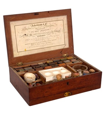 Lot 338 - An artist's mahogany box, Ackermann and Co.,...