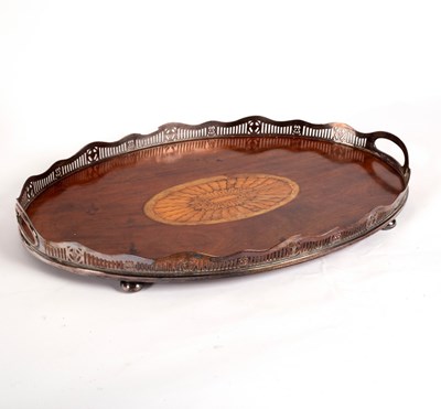 Lot 340 - An Edwardian tray with pierced plated...