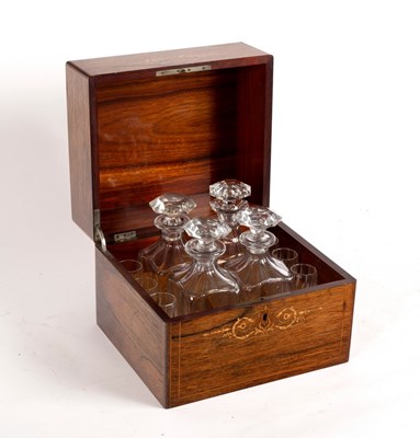 Lot 359 - A Victorian rosewood and inlaid decanter box,...