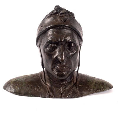 Lot 381 - A bronze bust of Dante, 31.5cm high