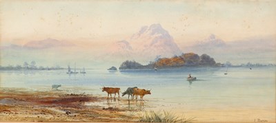 Lot 435 - F Pearson/Cattle by a Lake/signed/watercolour,...