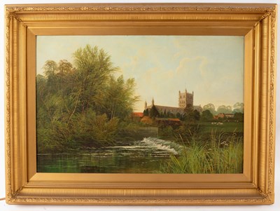 Lot 509 - Allan/Tewkesbury Abbey/oil on canvas, 49.5cm x...