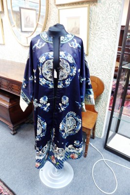 Lot 529 - A Chinese mandarin robe, circa 1890, dark blue...