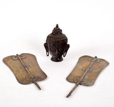 Lot 546 - A South East Asian bronze head of Buddha with...