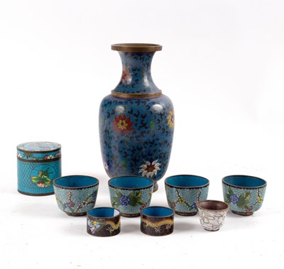 Lot 561 - A cloisonné vase of baluster shape, decorated...