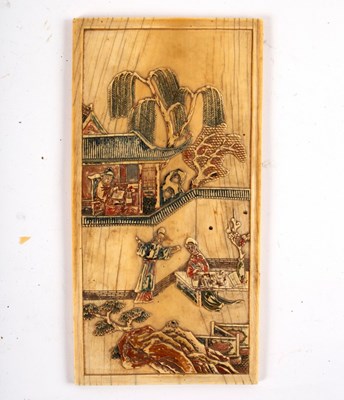 Lot 563 - A Chinese carved ivory panel, late Qing...