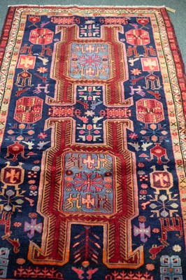 Lot 686 - An Ardabil rug with navy ground, the geometric...