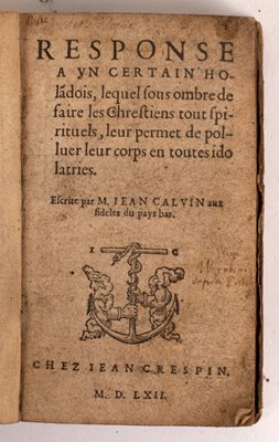 Lot 739 - Calvin, Jean. Response a yn Certain...