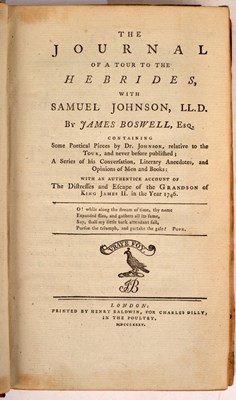 Lot 789 - Boswell, James. The Journal of A Tour to the...