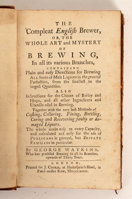 Lot 811 - Watkins, George. The Compleat English Brewer,...