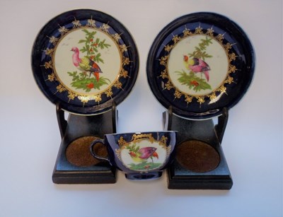 Lot 887 - Two Worcester saucers, a coffee cup and a...