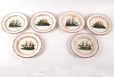 Lot 902 - A set of six dessert plates, transfer printed...