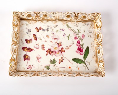 Lot 905 - A rectangular porcelain tray, circa 1830, with...