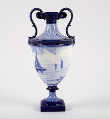 Lot 917 - A Royal Crown Derby vase printed blue with...