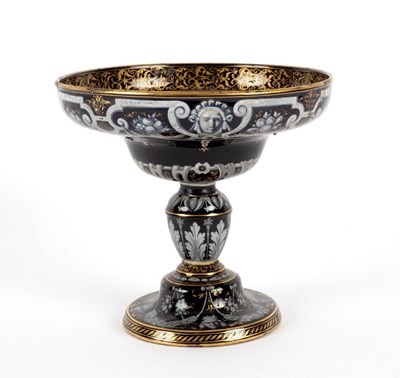 Lot 924 - A Minton Limoges enamel style black ground...