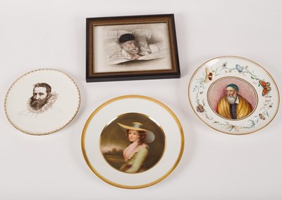 Lot 927 - Three portrait painted plates, one a Vienna...