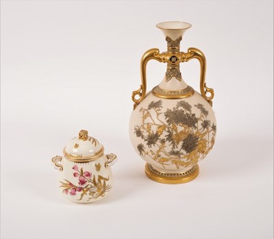 Lot 930 - A Derby Crown two-handled jar and cover in the...