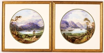 Lot 931 - A pair of porcelain circular plaques, each...