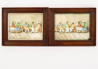 Lot 932 - A pair of Continental porcelain plaques, Merry...