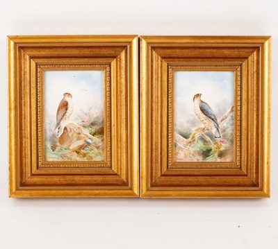 Lot 933 - A pair of English porcelain plaques, Sparrow...