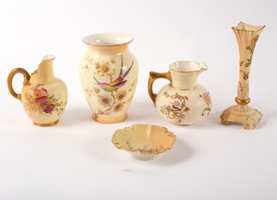 Lot 944 - A Royal Worcester jug painted trails of summer...