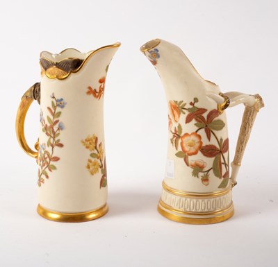 Lot 948 - Two Royal Worcester blush ivory tusk jugs,...