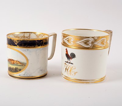 Lot 949 - A Derby porter mug, circa 1800, with painted...