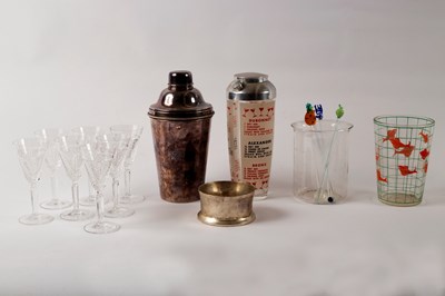 Lot 994 - A glass cocktail shaker with recipes printed...