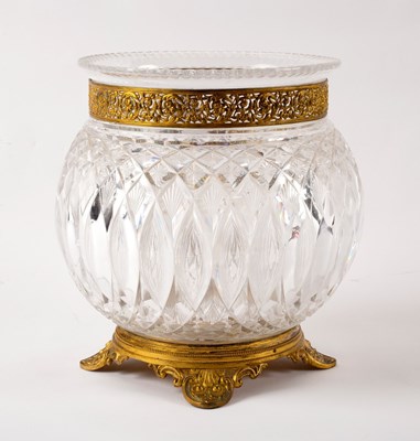 Lot 995 - A cut glass vase with pierced gilt metal...