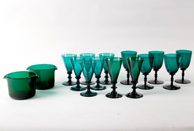 Lot 998 - A quantity of green glasses and two glass rinsers