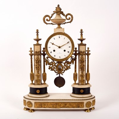 Lot 1014 - A French gilt metal mounted portico clock, the...