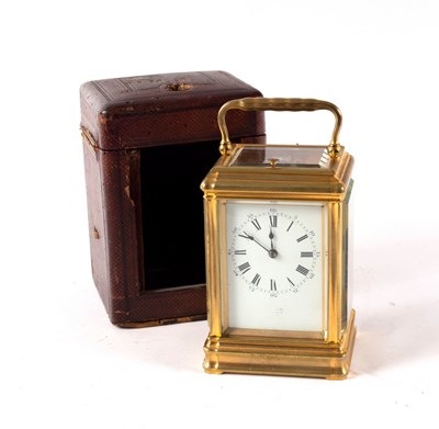 Lot 1017 - A French gilt brass carriage clock with repeat...