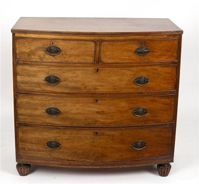 Lot 1043 - A 19th Century mahogany bowfront chest of two...