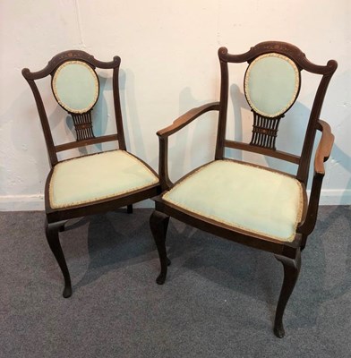 Lot 1058 - Two Edwardian mahogany chairs