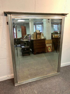 Lot 1066 - A large modern overmantel mirror with silver...