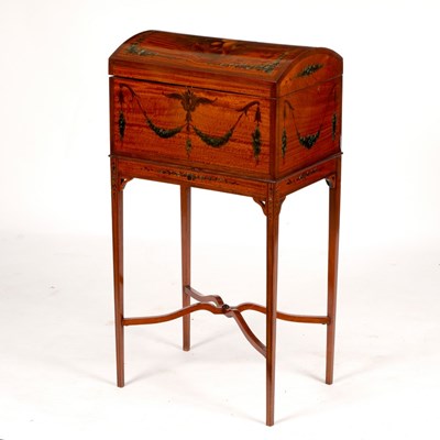 Lot 1070 - A lady's Edwardian satinwood sewing box with...