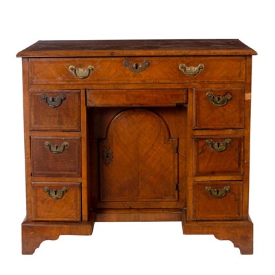 Lot 1078 - A George I style walnut veneer kneehole...