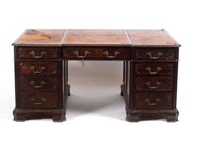 Lot 1081 - A 19th Century pedestal desk, with inset...