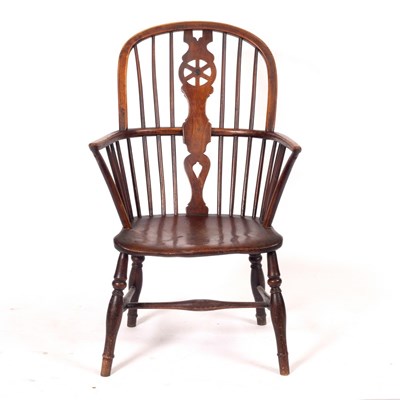 Lot 1096 - A stick and pierced splat back armchair with...