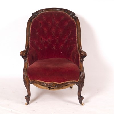 Lot 1103 - A Victorian mahogany armchair with button back,...