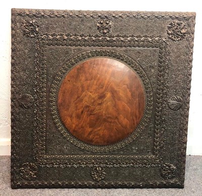 Lot 1110 - An Indian carved padauk tabletop, 76cm x 76cm