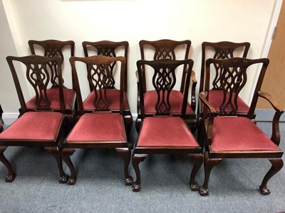 Lot 1112 - Eight mahogany dining chairs with pierced...