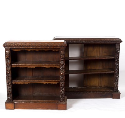 Lot 1121 - Two 19th Century carved oak bookcases, 120cm...