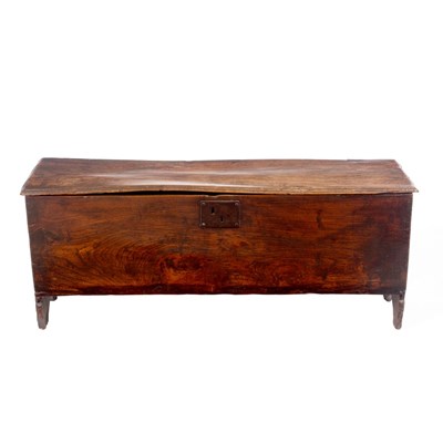 Lot 1135 - An 18th Century oak chest of narrow proportion,...